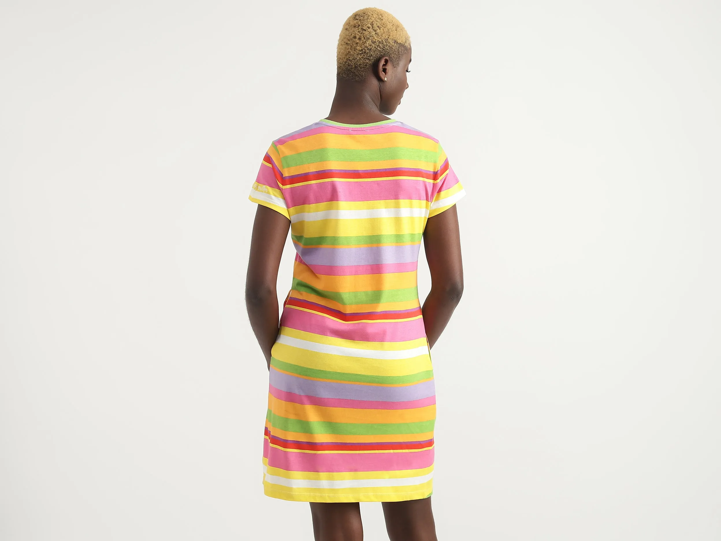 Cotton Striped Round Neck Women Dresses