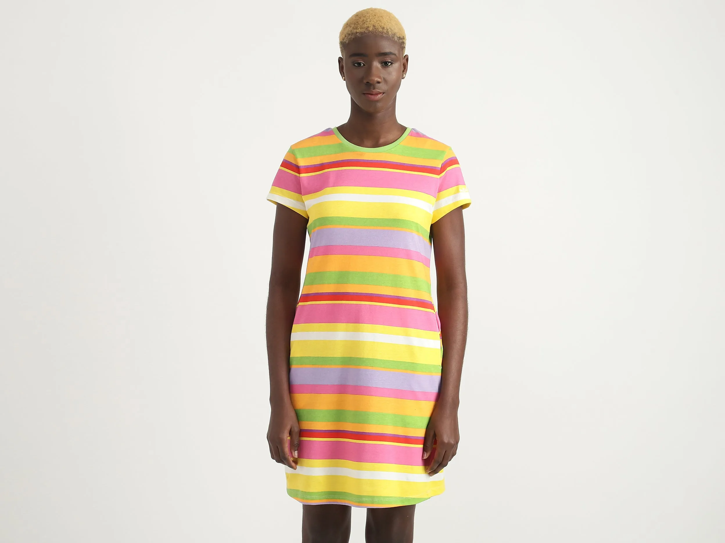 Cotton Striped Round Neck Women Dresses