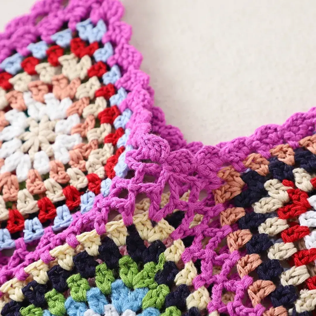 Crochet tank top multicoloured with granny squares motifs