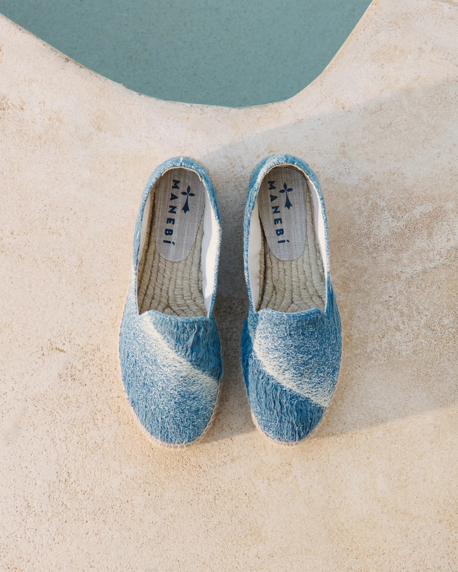 Distressed Woven Cotton Double Sole Espadrilles - H47D0 - San Francisco Indigo