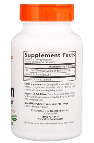 Doctor's Best Lutein with OptiLut 10mg, 120 vcaps