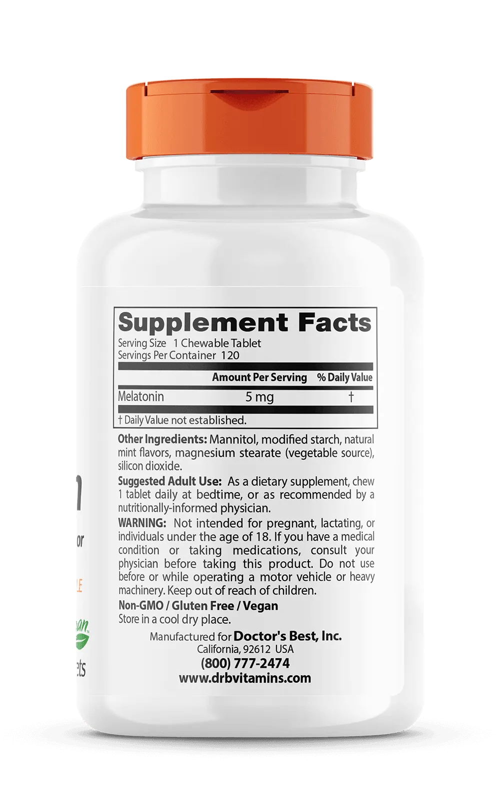 Doctor's Best Melatonin 5mg, 120 tabs