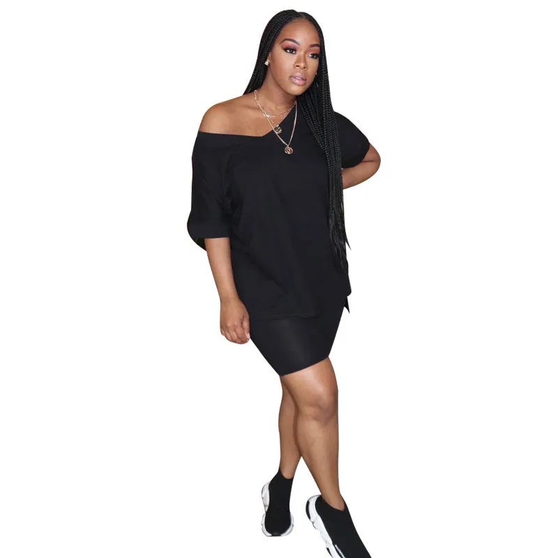 Effortlessly Chic V-Neck Tee and Biker Shorts Lounge Set