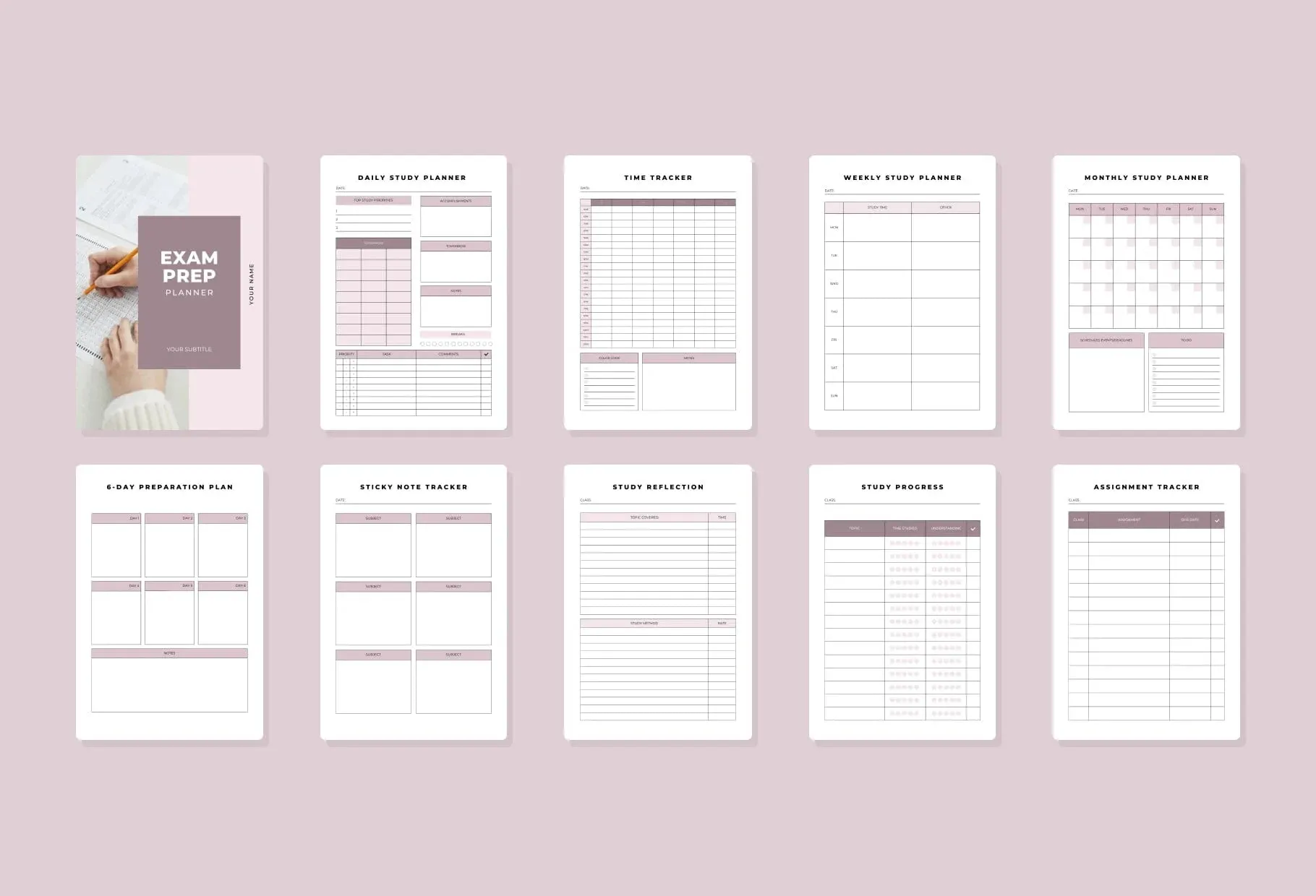 Exam Preparation Planner Canva Template A4 Size