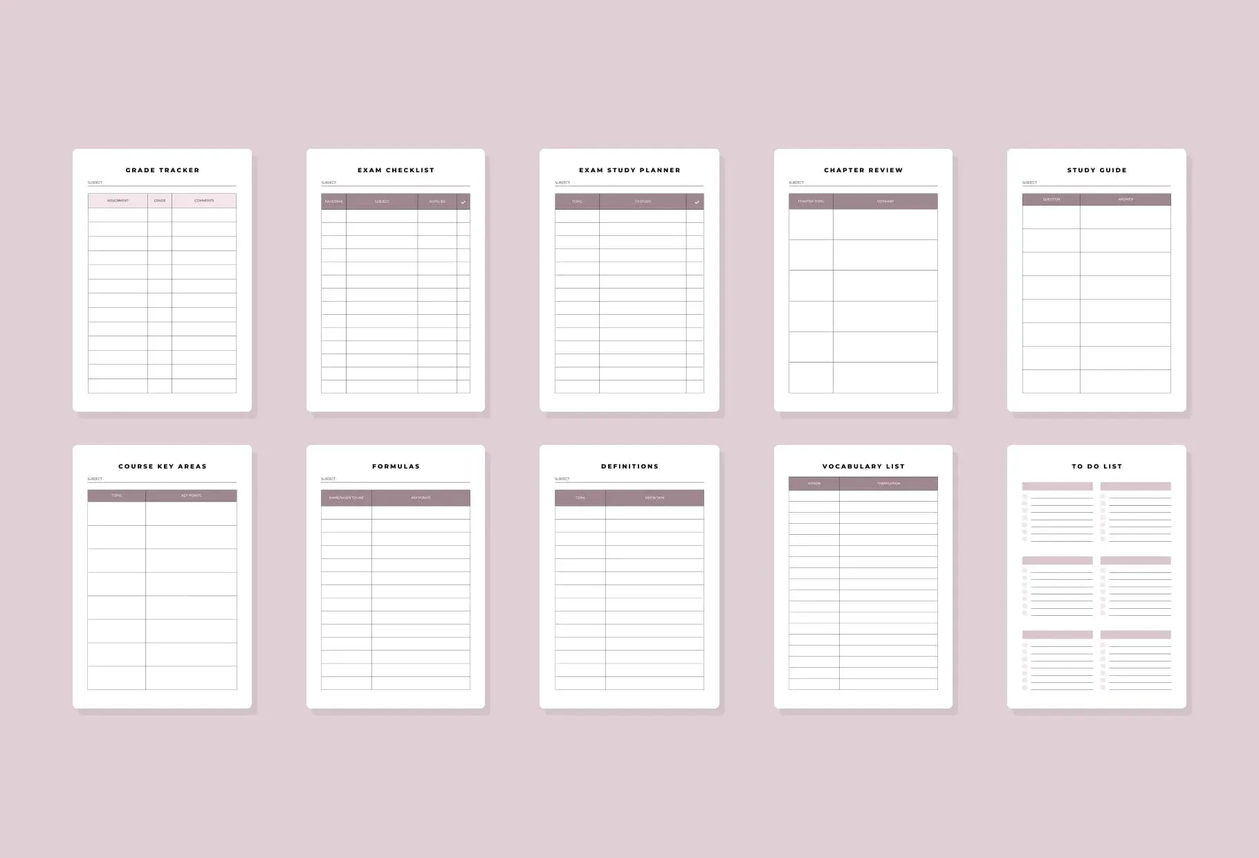 Exam Preparation Planner Canva Template A4 Size