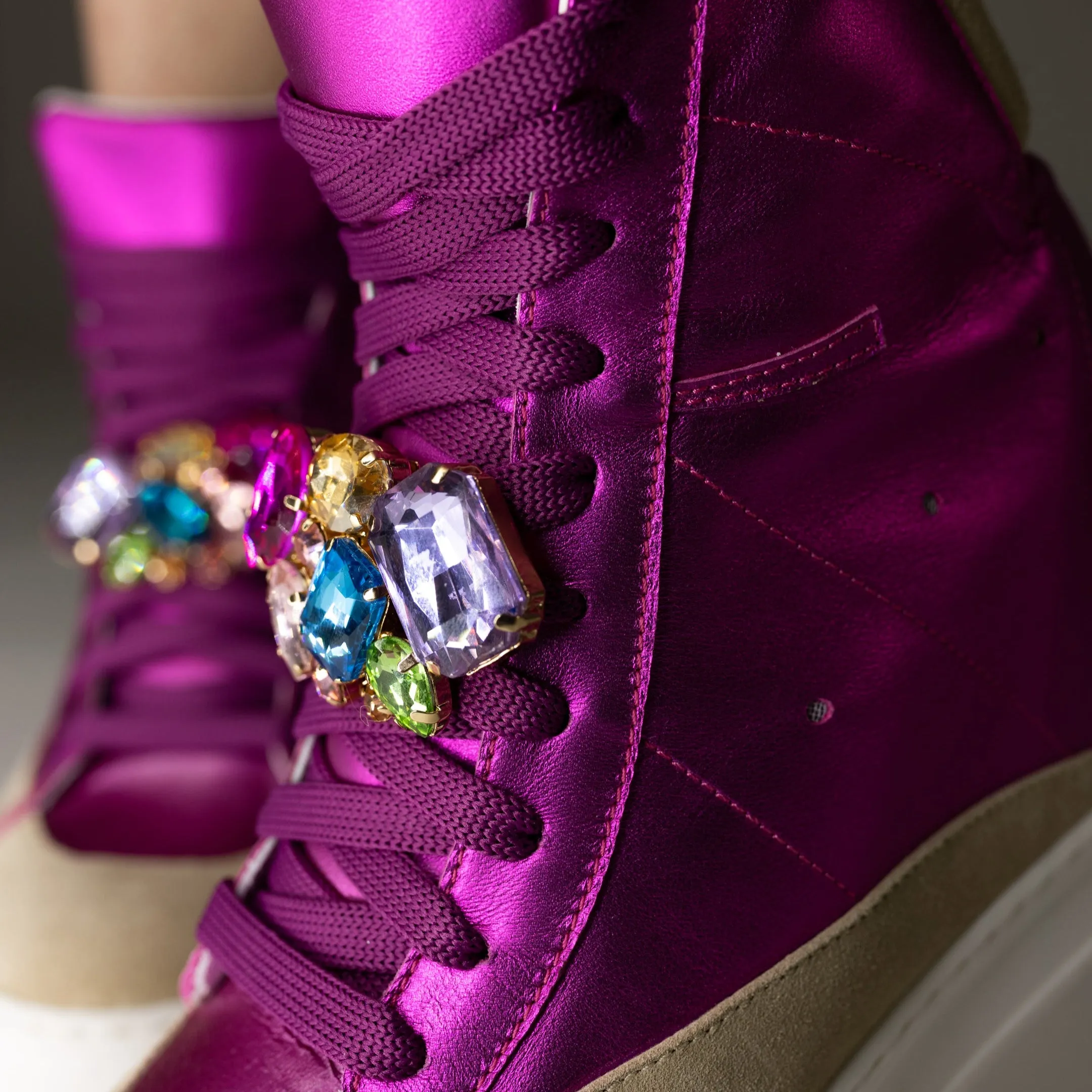 Fearless Queen Fuschia Metallic Wedge Sneaker