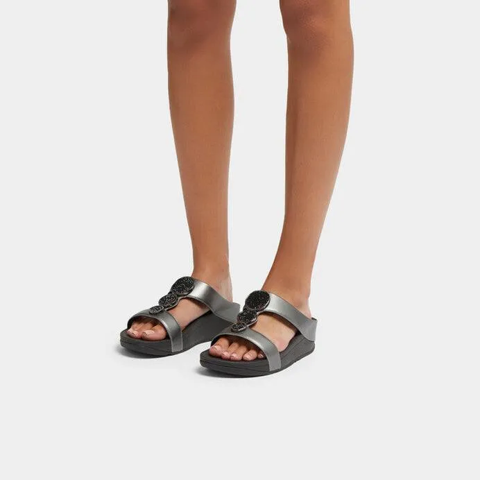 FitFlop Halo Bead-Circle Metallic H-Bar Slides