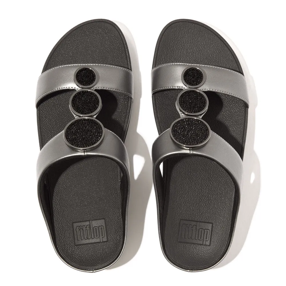 FitFlop Halo Bead-Circle Metallic H-Bar Slides