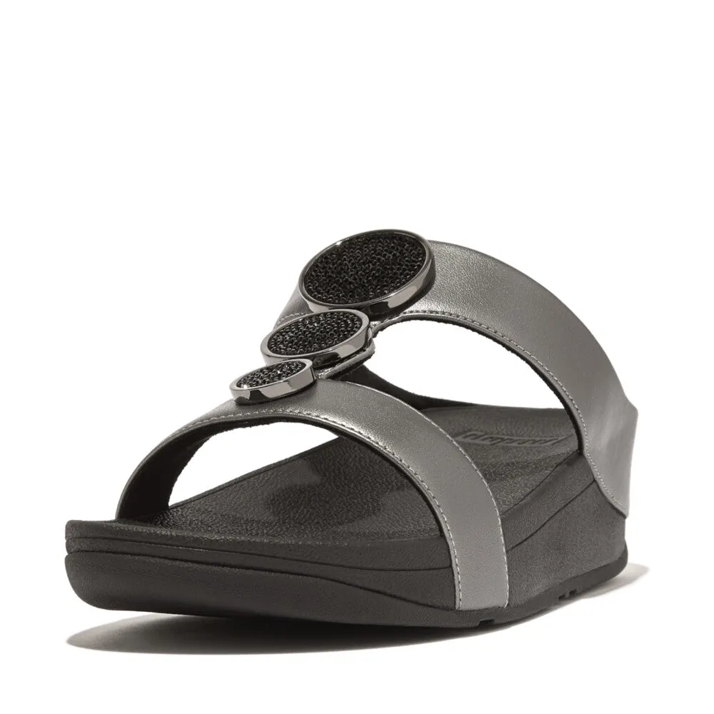 FitFlop Halo Bead-Circle Metallic H-Bar Slides