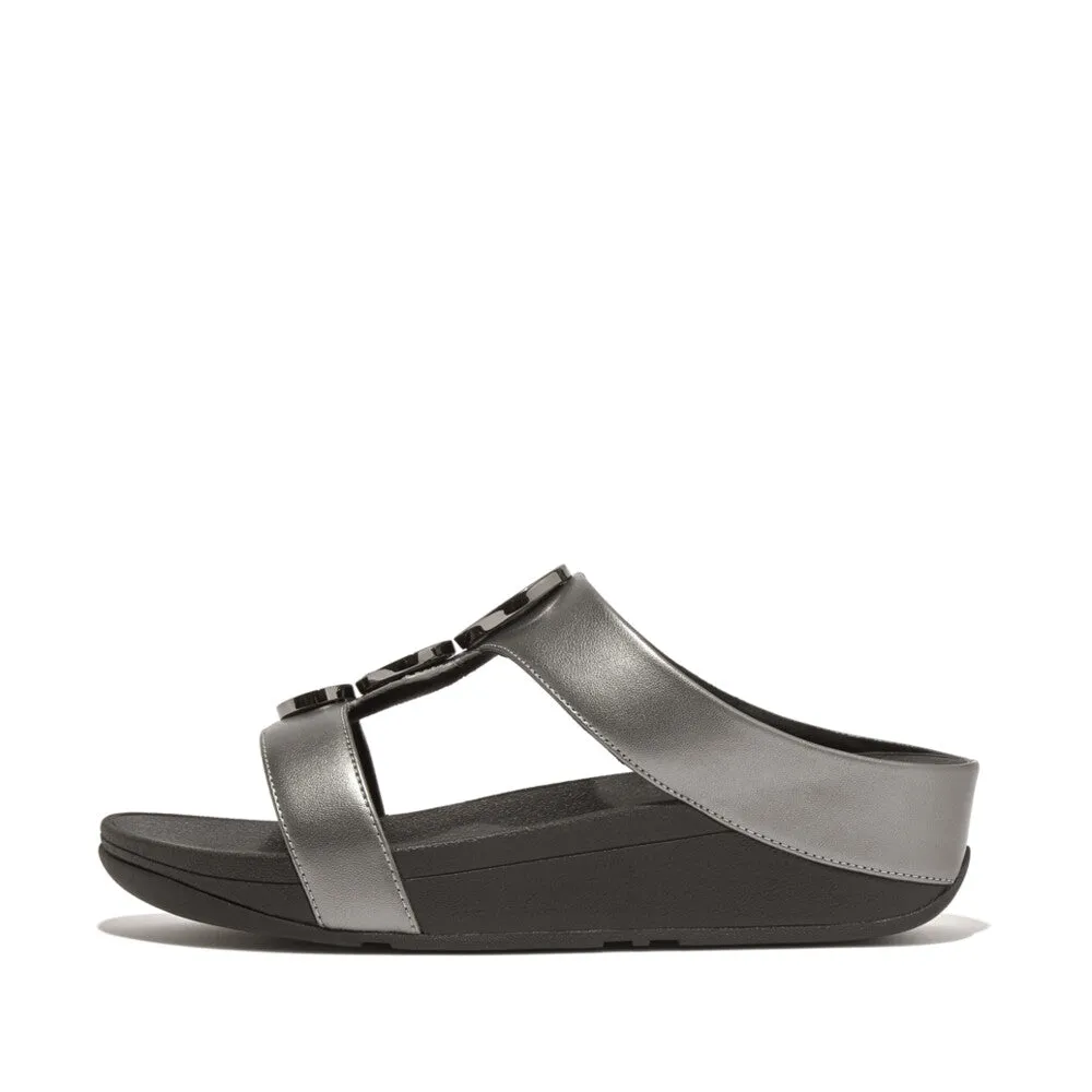 FitFlop Halo Bead-Circle Metallic H-Bar Slides