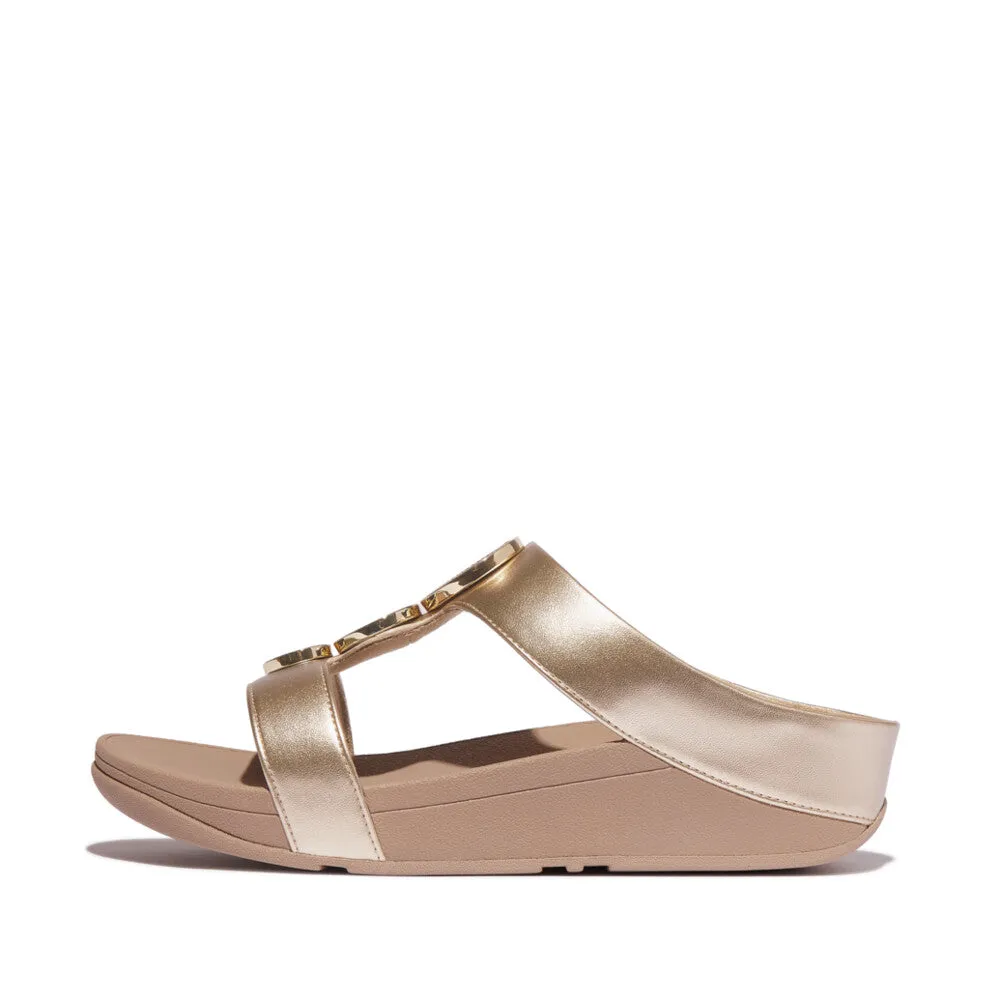 FitFlop Halo Bead-Circle Metallic H-Bar Slides