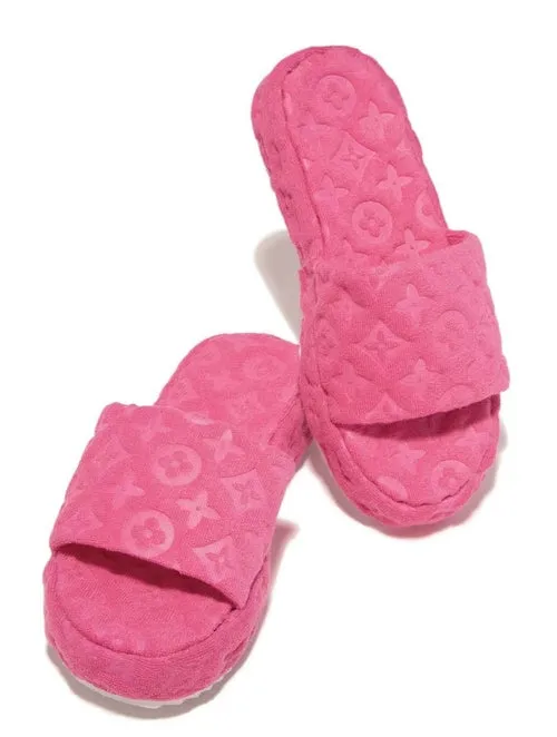 Flower Slides Thick Bottom Fur Slippers for Women