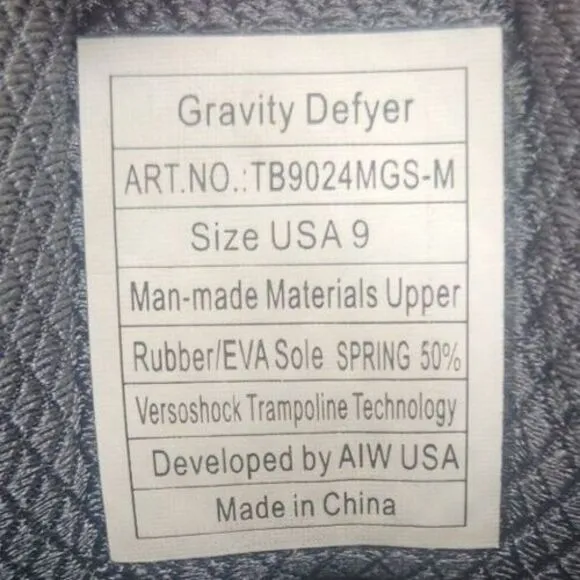 GDEFY Gravity Defyer Mighty Walk Men's 9 M Gray Athletic Walking Sneakers Shoes