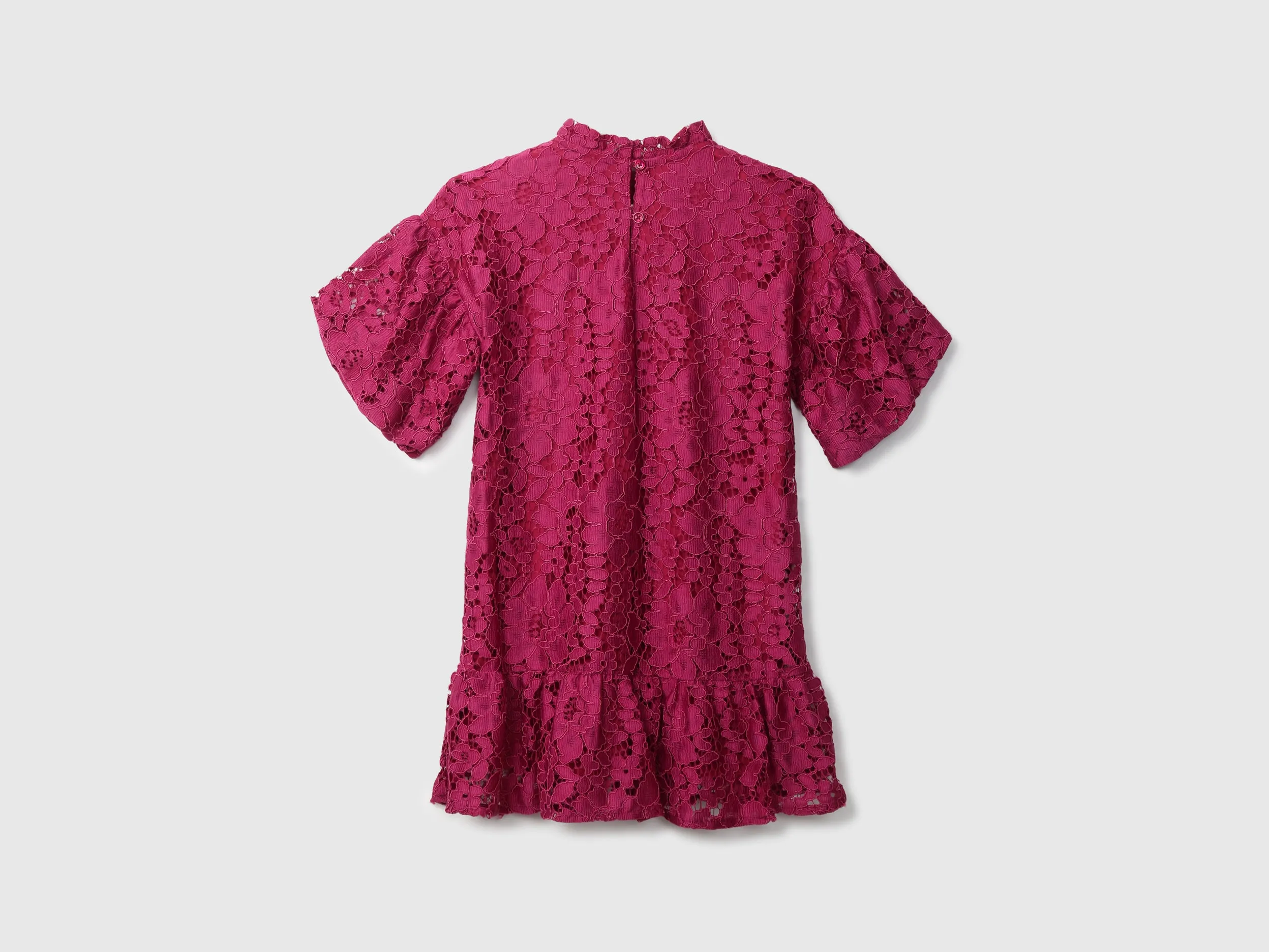 Girls Red Short Sleeve Lace Dress