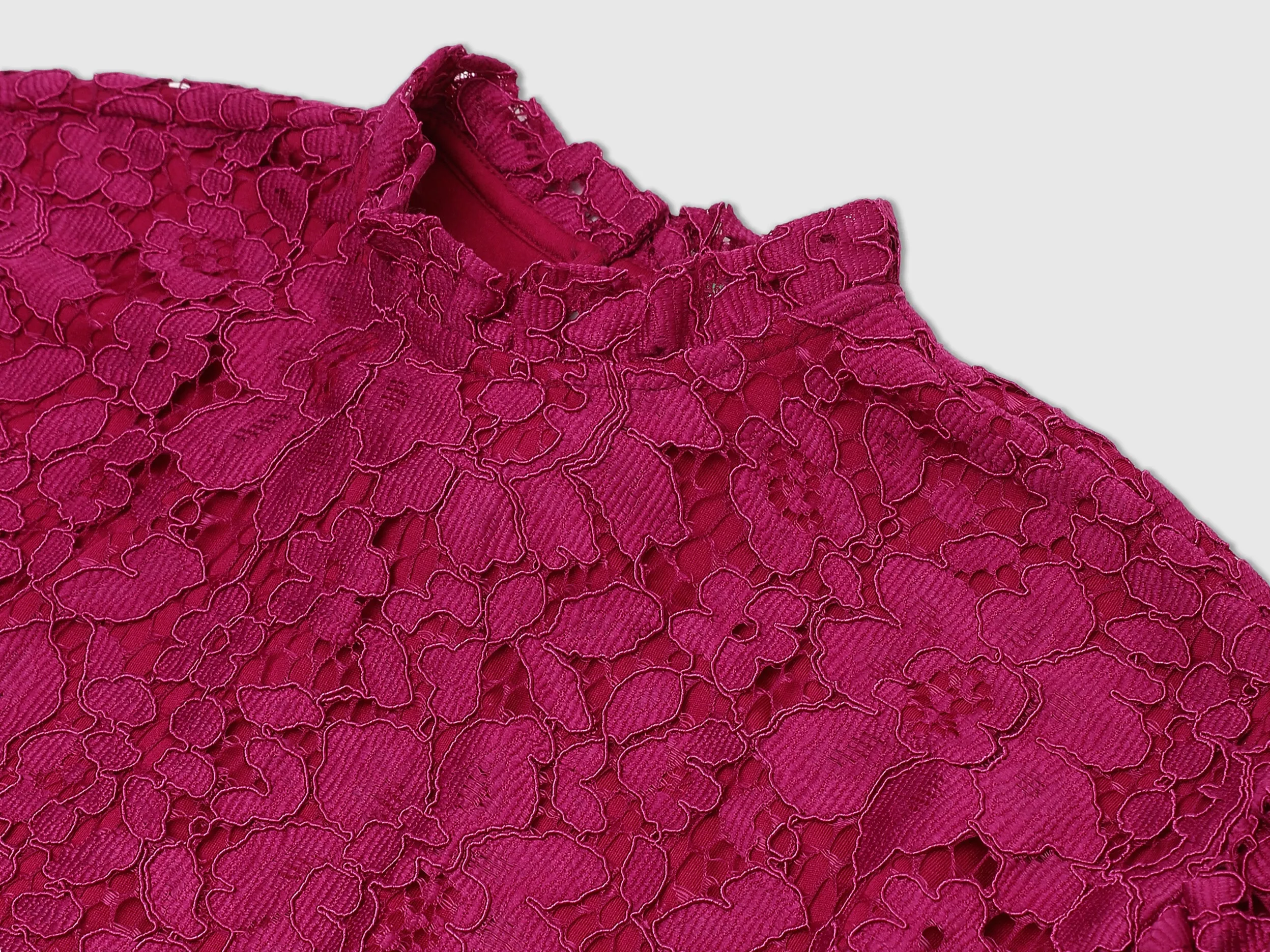 Girls Red Short Sleeve Lace Dress