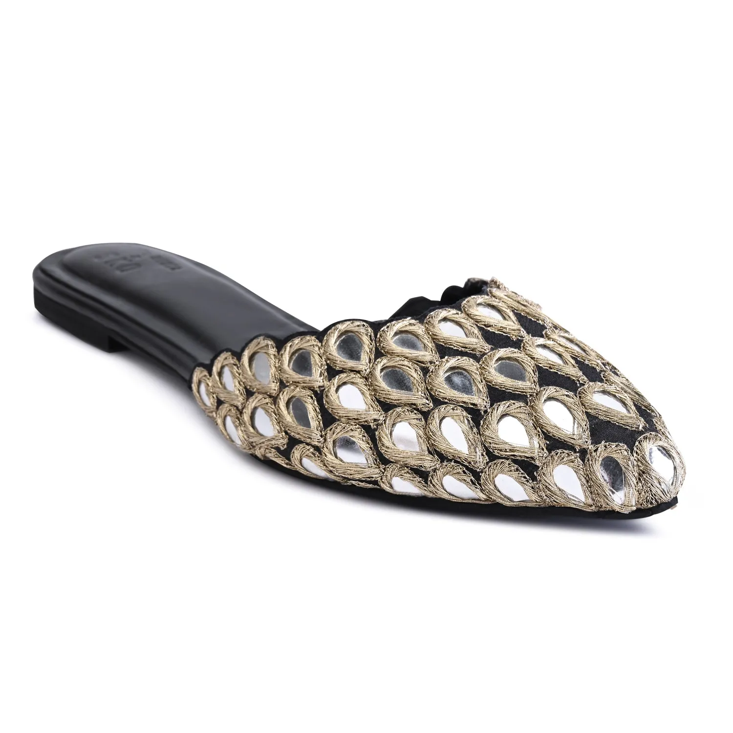 Glimmering Noir Mules For Women