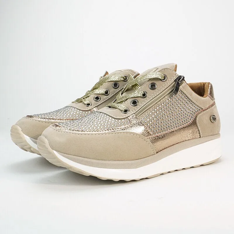 GS Ergo Walk | Ergonomische vrouwen sneaker met glitter detail en rits