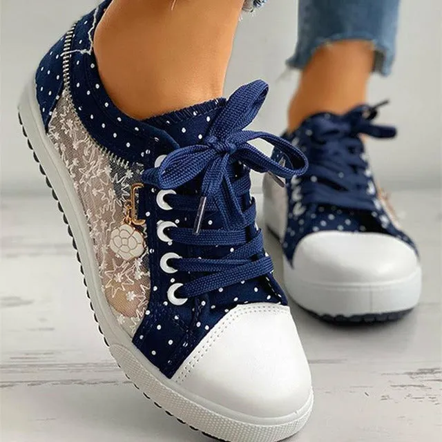 GS Fancy Walk | Modieuze lage sneakers met veters en doorzichtige zijkant voor dames