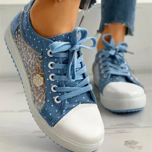 GS Fancy Walk | Modieuze lage sneakers met veters en doorzichtige zijkant voor dames