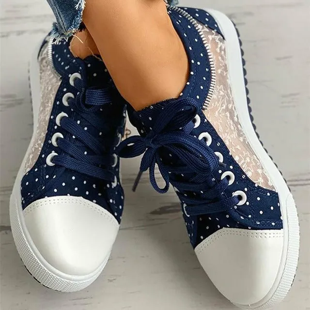 GS Fancy Walk | Modieuze lage sneakers met veters en doorzichtige zijkant voor dames