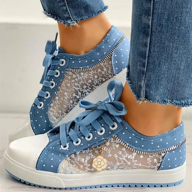 GS Fancy Walk | Modieuze lage sneakers met veters en doorzichtige zijkant voor dames
