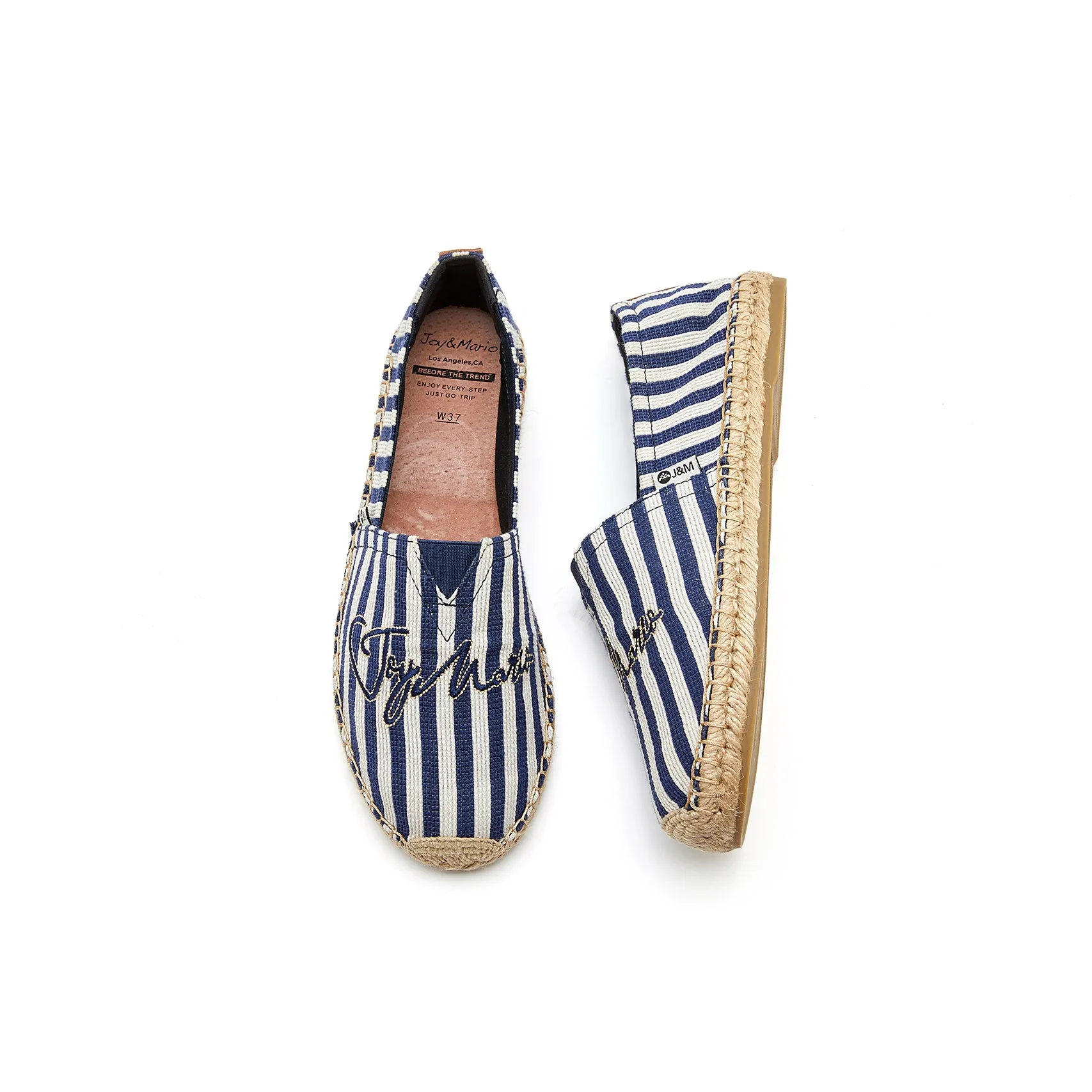 Handmade Women’s Slip-On Espadrille Stripe Flats-05325W