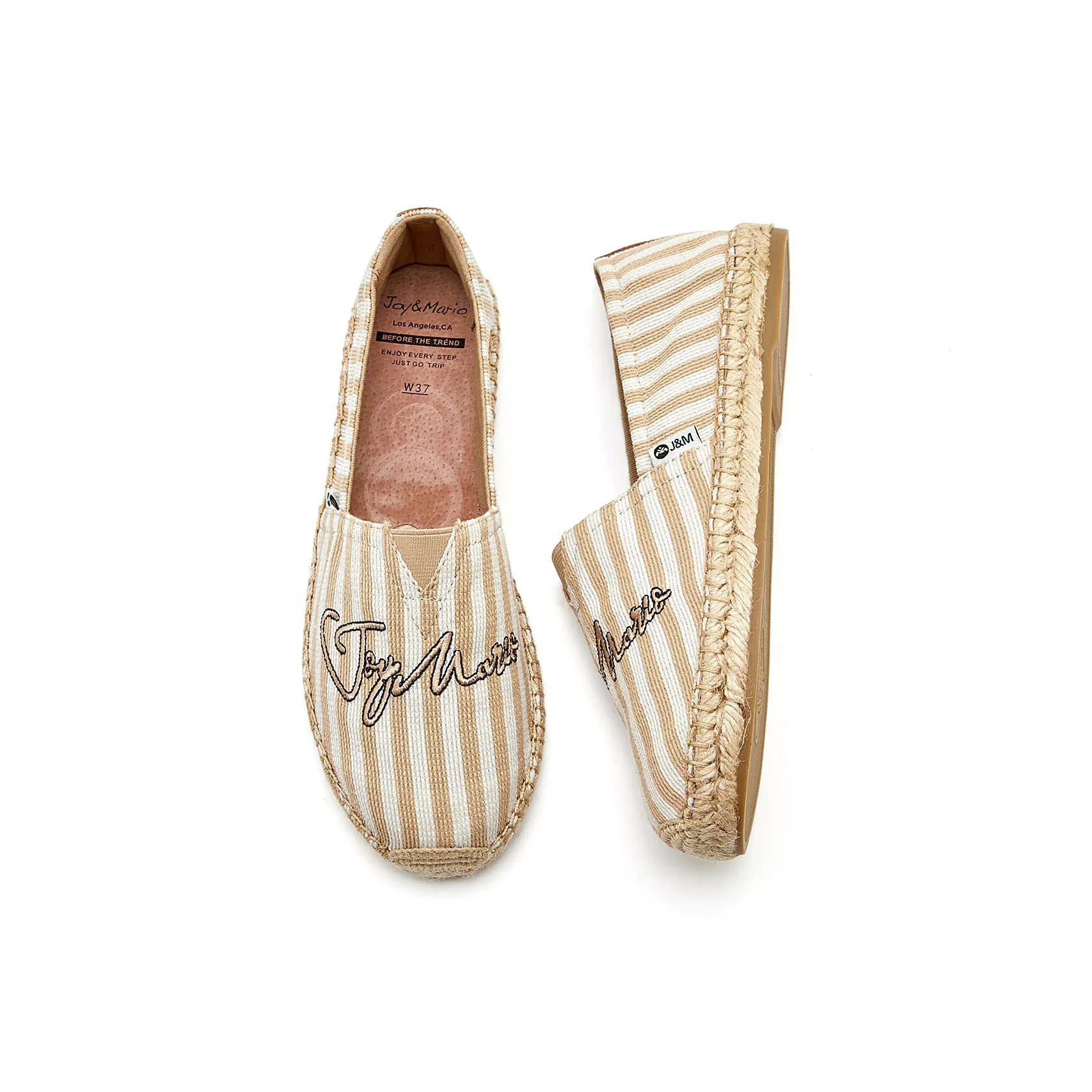 Handmade Women’s Slip-On Espadrille Stripe Flats-05325W