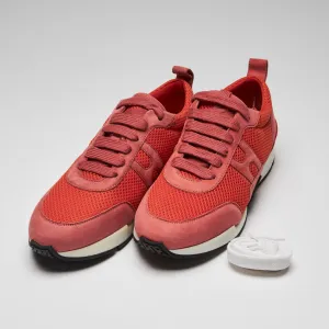 Hermes Pink Suede and Coral Mesh Player Sneakers Size 35