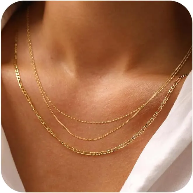 Herringbone Necklace for Women,Dainty Gold Necklace,14k Gold Plated Snake,Gold Chain Choker Necklaces,Simple Gold Layered Necklaces,Gold Jewelry Gift for Women