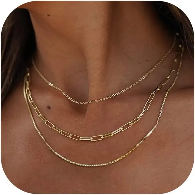 Herringbone Necklace for Women,Dainty Gold Necklace,14k Gold Plated Snake,Gold Chain Choker Necklaces,Simple Gold Layered Necklaces,Gold Jewelry Gift for Women