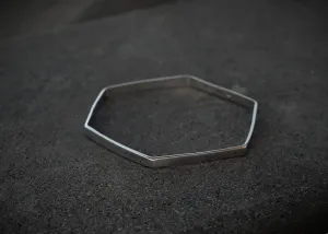Hexagon Silver Bangle
