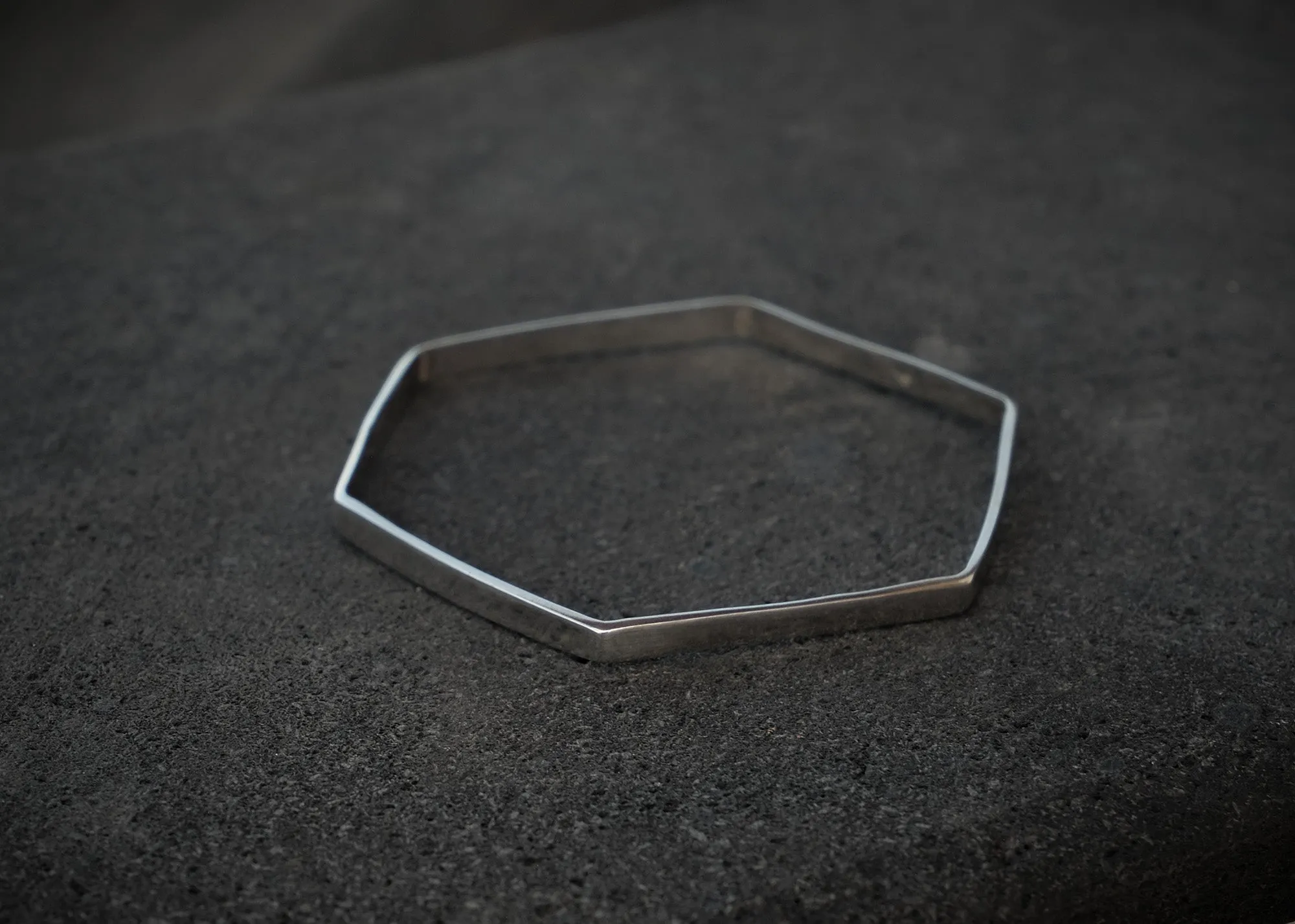 Hexagon Silver Bangle