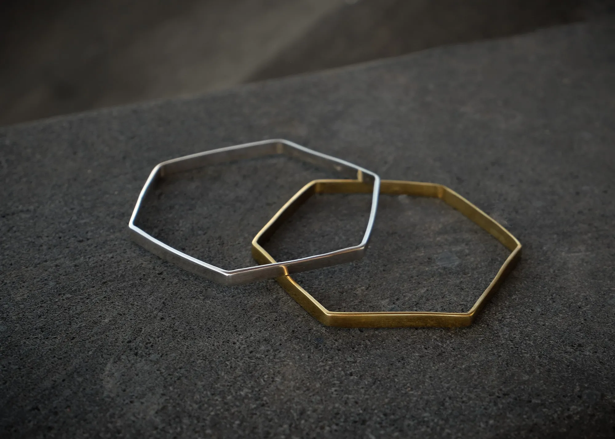 Hexagon Silver Bangle