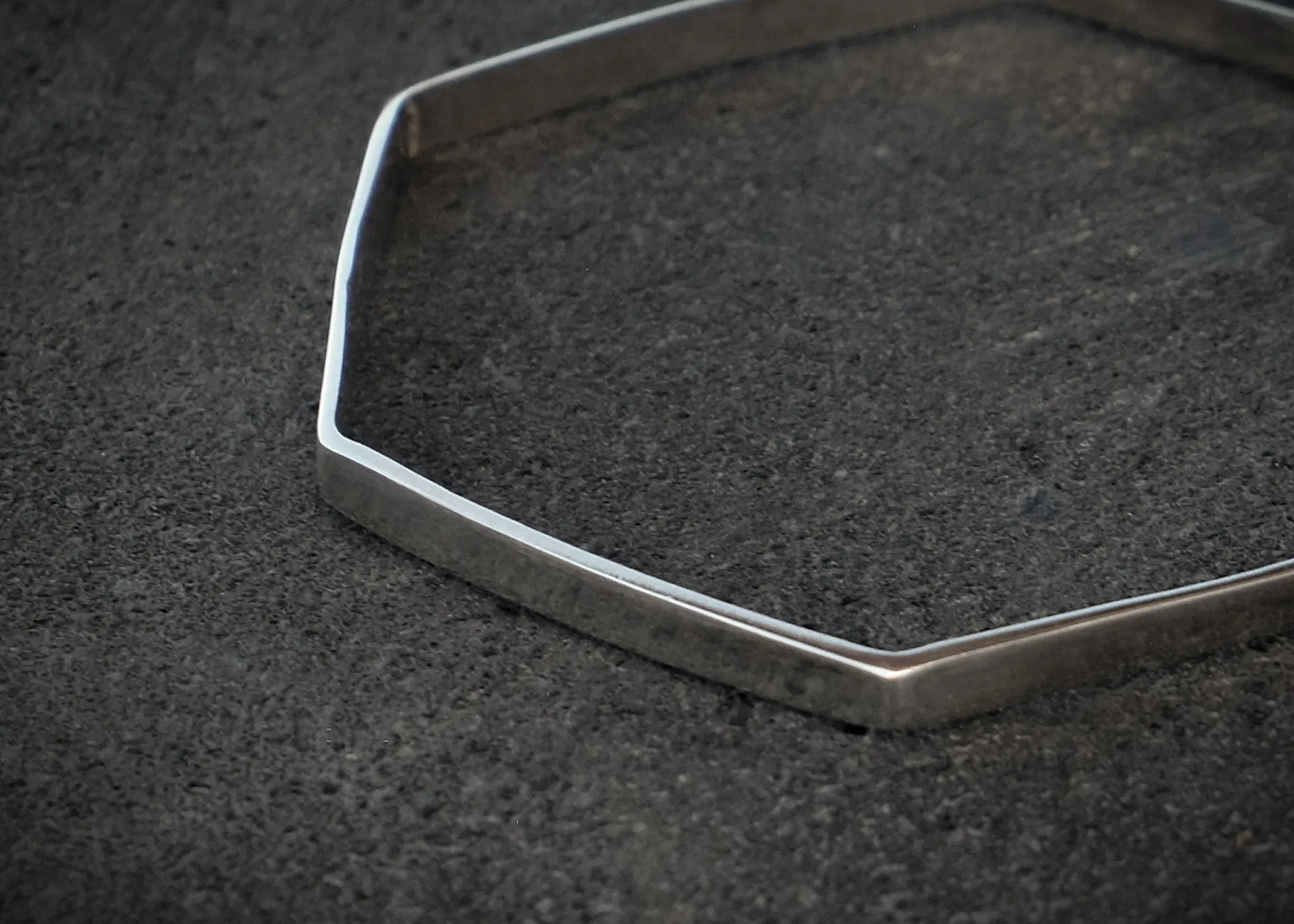Hexagon Silver Bangle