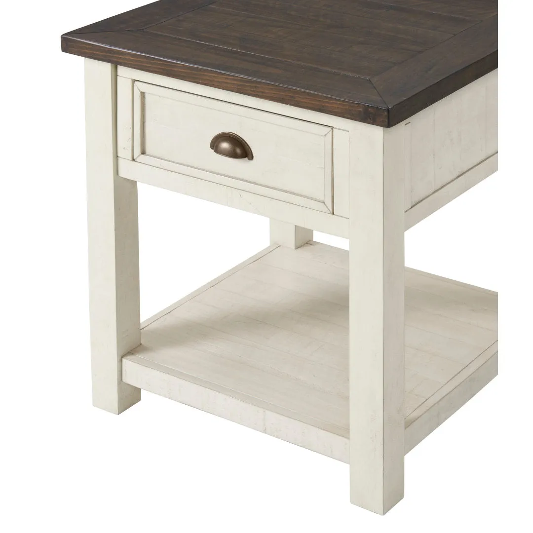 Holliman End Table with Storage Lark Manor™ Color: Cream White/Brown