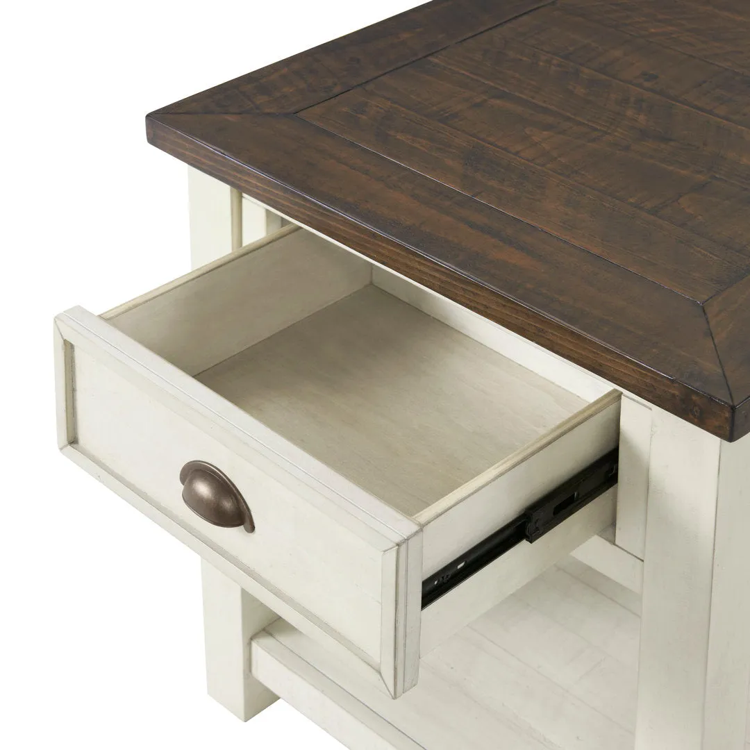Holliman End Table with Storage Lark Manor™ Color: Cream White/Brown