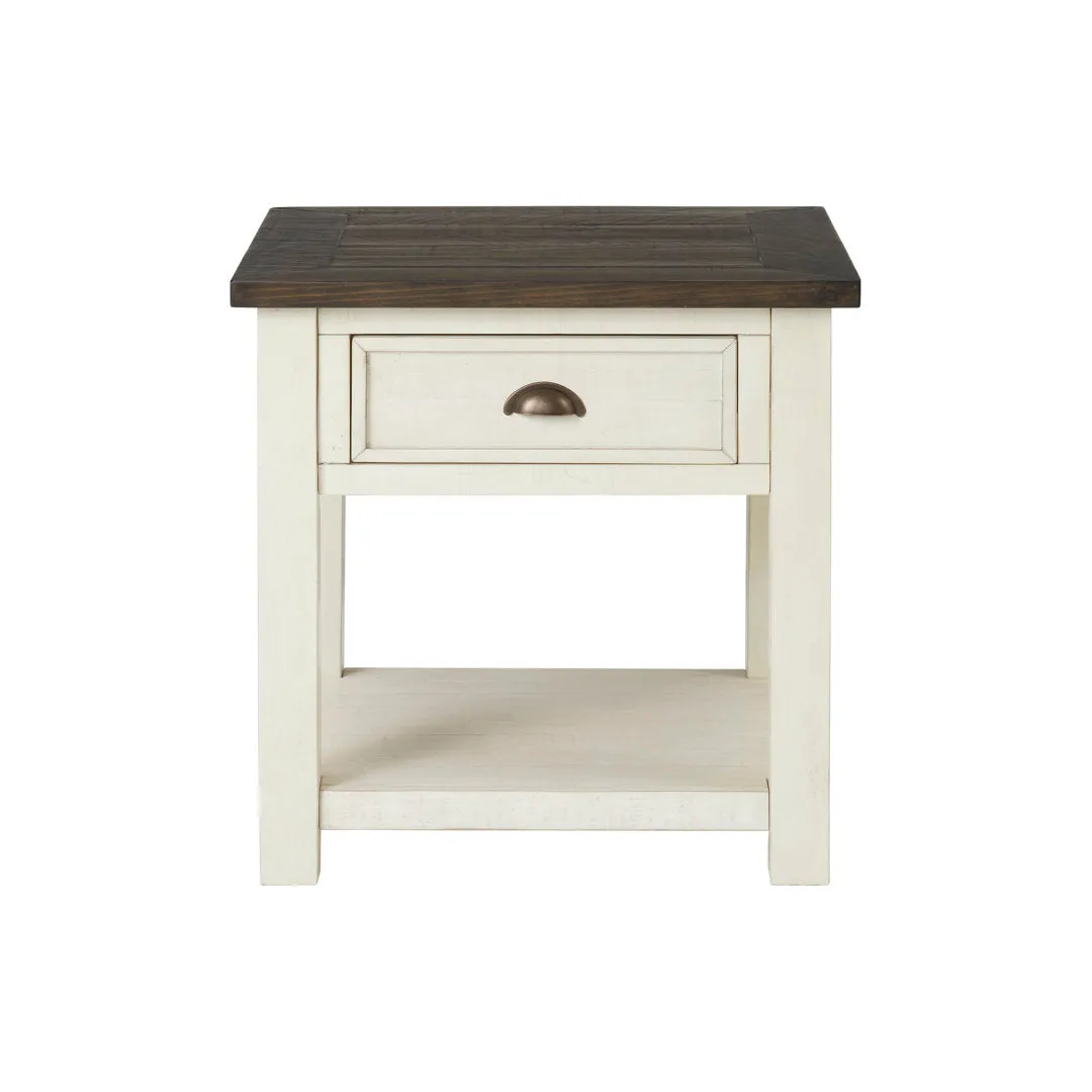 Holliman End Table with Storage Lark Manor™ Color: Cream White/Brown