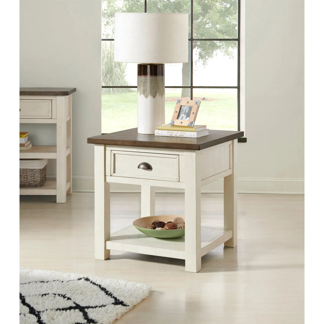 Holliman End Table with Storage Lark Manor™ Color: Cream White/Brown