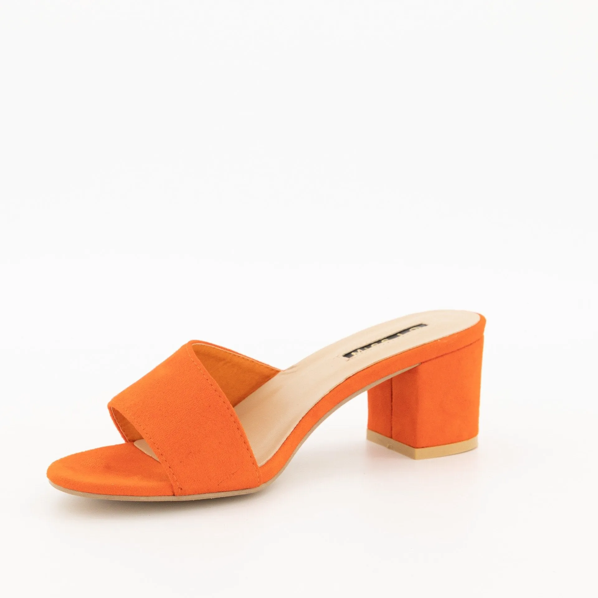 Ladies-Asymmetrical Push-In Mule On Low Block Heel