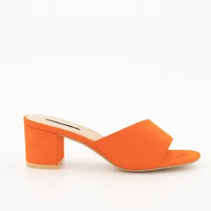 Ladies-Asymmetrical Push-In Mule On Low Block Heel