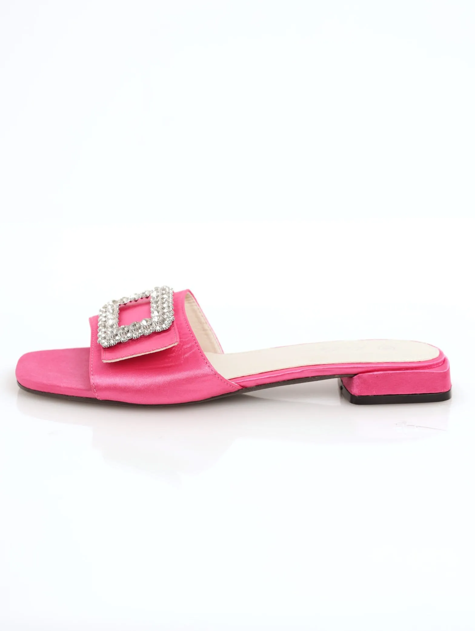 Ladies Low Block Heel Mule Sandal - Cerise