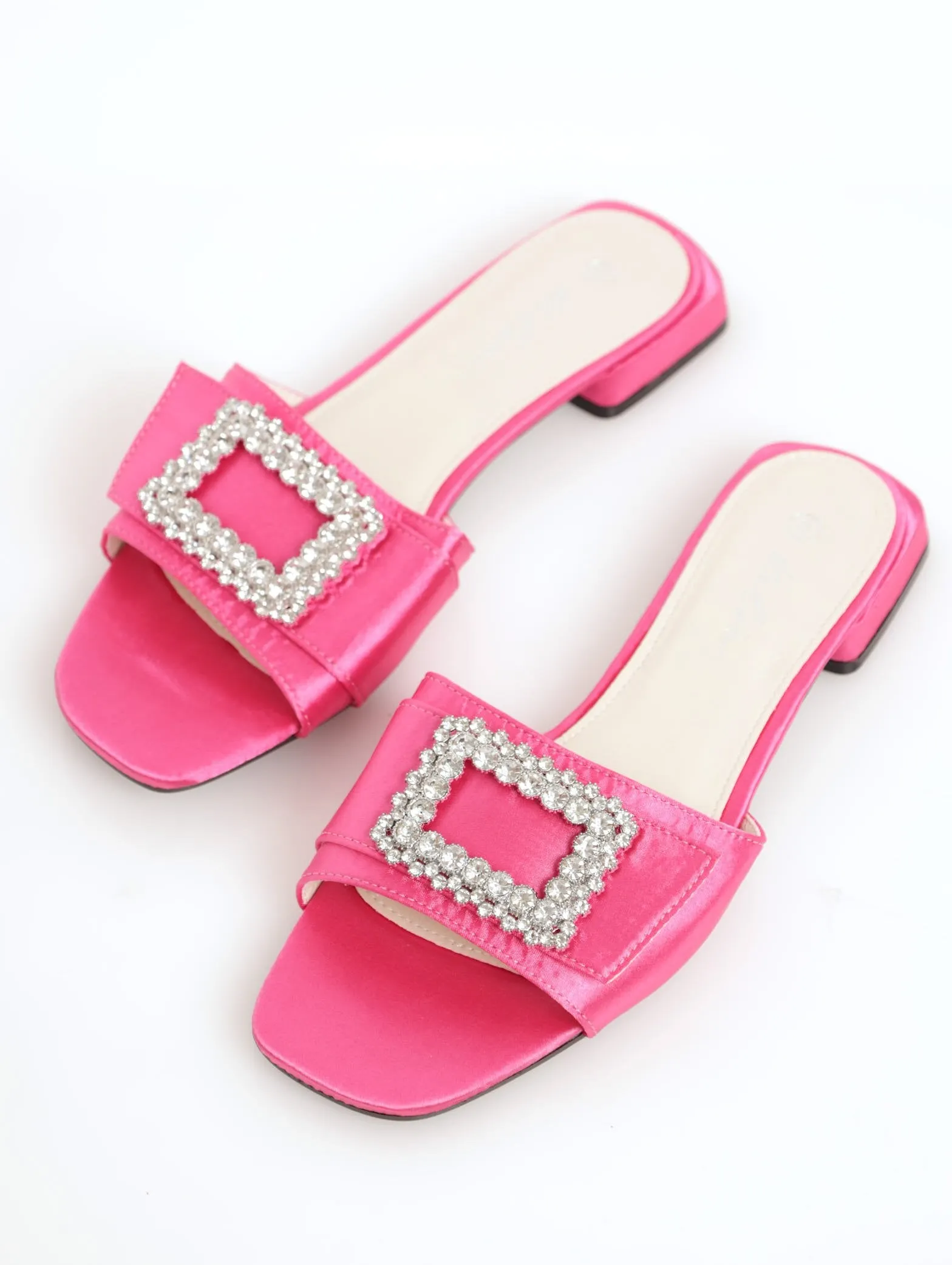 Ladies Low Block Heel Mule Sandal - Cerise