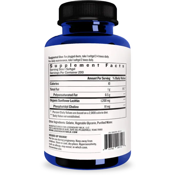 Legendairy Milk - Sunflower Lecithin, 1,200mg, 200 Softgels