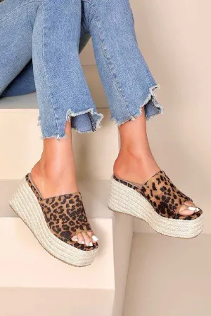LEOPARD ESPADRILLE PLATFORM WEDGE SANDALS