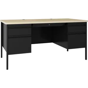 Lorell Fortress Maple Top Double-pedestal Desk