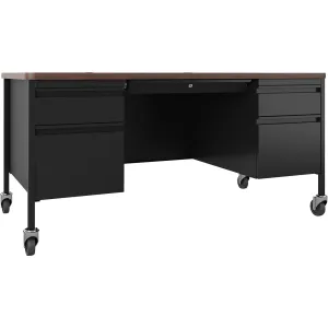 Lorell Fortress Series Walnut Top Teacher's Desk
