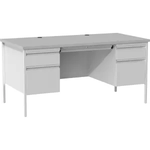 Lorell Grey Double Pedestal Steel/Laminate Desk