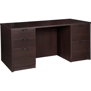 Lorell Prominence 2.0 Espresso Laminate Double-Pedestal Desk - 5-Drawer