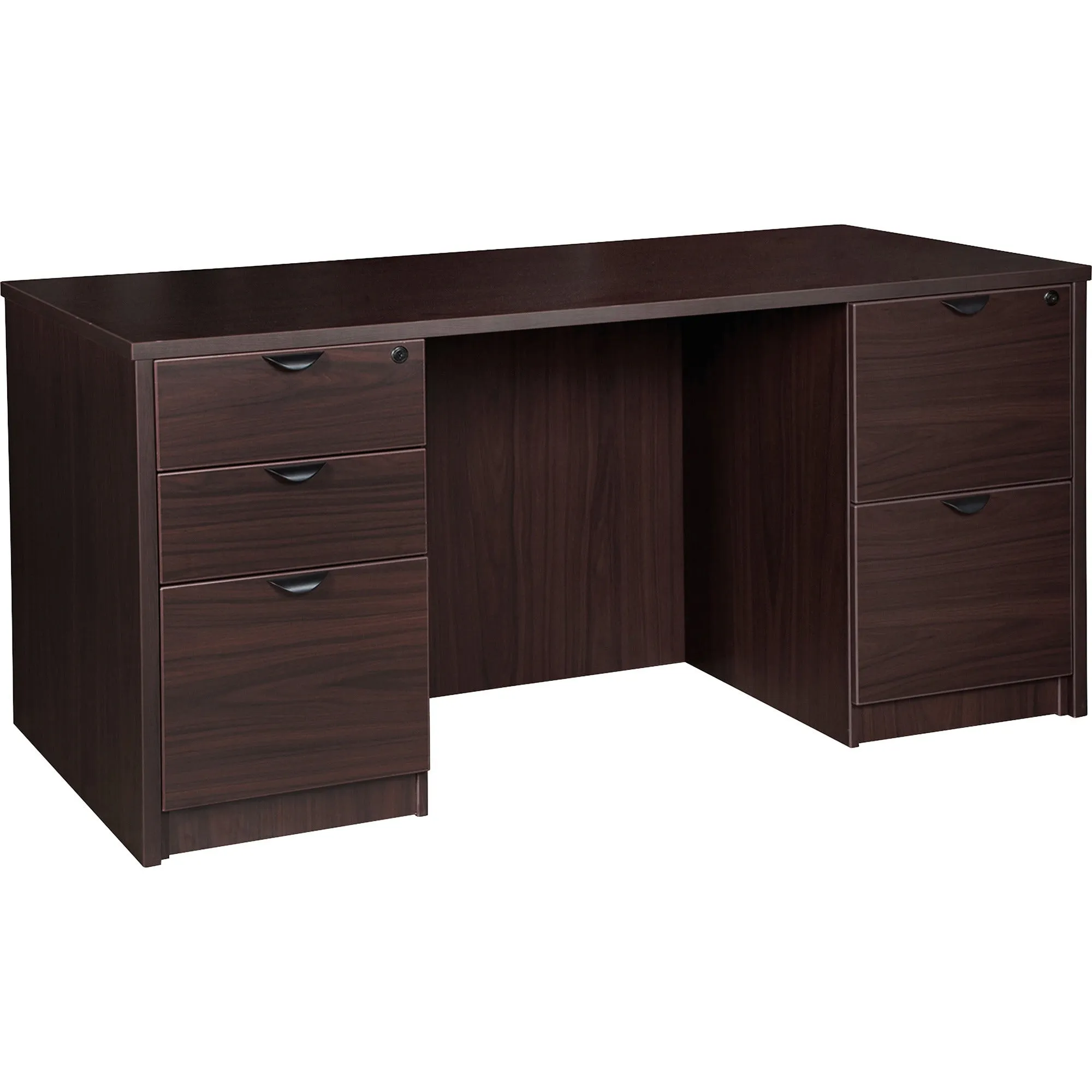 Lorell Prominence 2.0 Espresso Laminate Double-Pedestal Desk - 5-Drawer