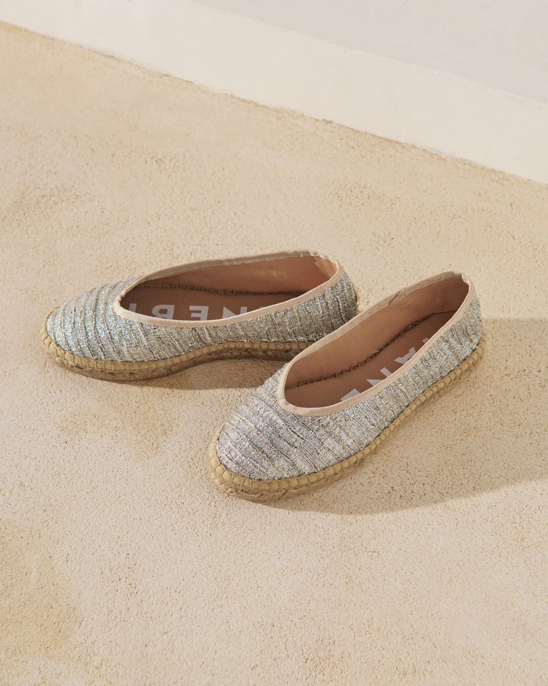 Lurex Cotton Blend Flat Ballerina - H31BK - Monaco Platinum